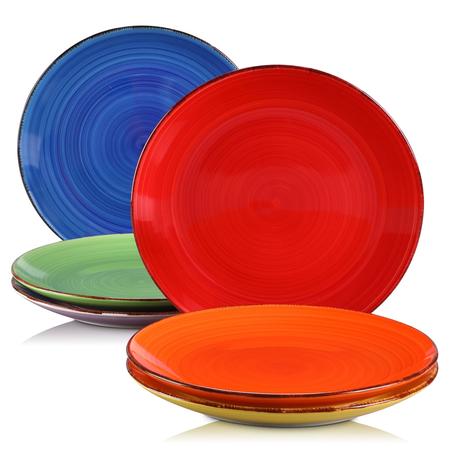 vancasso 6/12 Piece Multicolour 10.4 inch Dinner Plate Set Handpainted in Rustic Look 26.5cm Serving Plate for Salad/Cake/Pasta