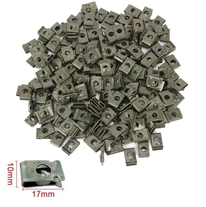 10-200pcs Car Metal Screw Clips Set U-Type Fastener Clip with Screw Anti-rust Fender Bumper Protection Buckle Iron Sheet Screw