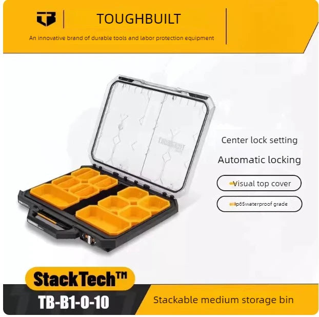New Design TOUGHBUILT All-in-One Tool Box, Waterproof Stackable Rolling Storage Case for Electrician, Camping, Vehicle & Repair