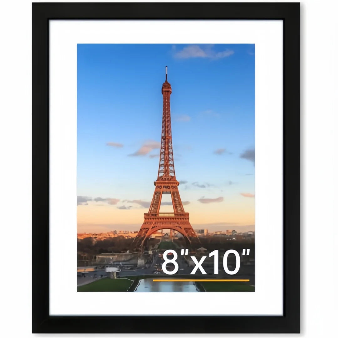 8x10 Picture Frame 1 Pack, Photo Frame with HD Plexiglass, Display Pictures 5x7 with Mat or 8x10 Without Mat, Picture Frames Collage for Tabletop or Wall Display, Black