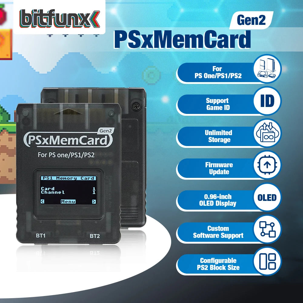 Bitfunx PSxMemCard Gen2 MemoryCard Adapter For PS1 PS2