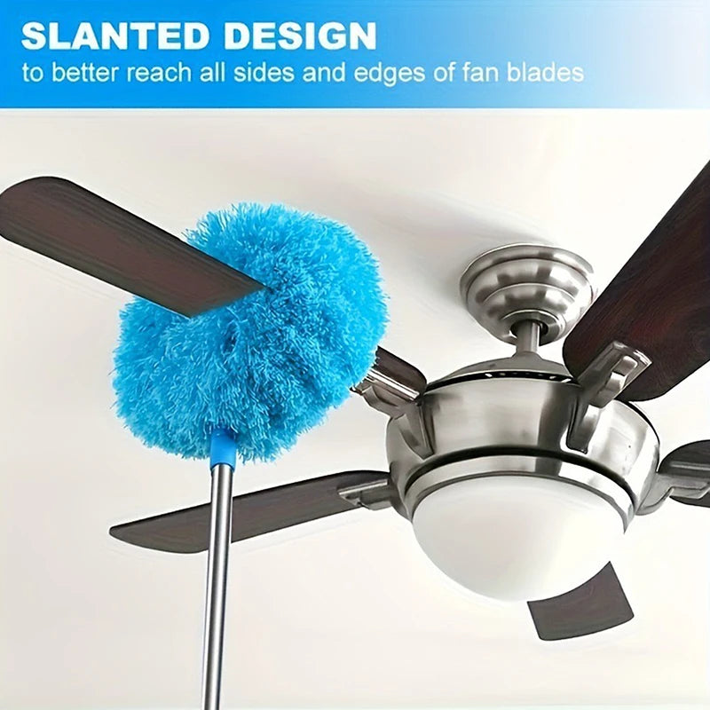 Microfiber Ceiling Fan Duster Extends Up To 80cm Long Handled Dust Locking Reusable Cleaner Brush For Home Effortless Cleaning.