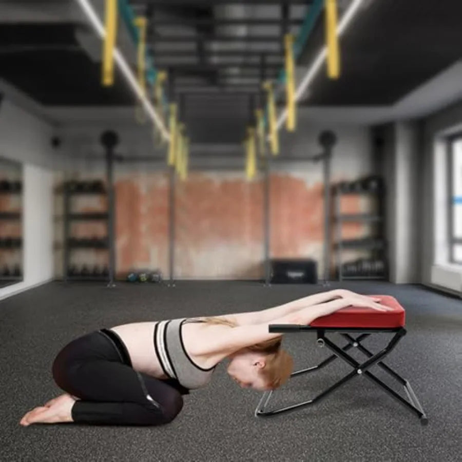 Yoga Inversion Bench, Foldable Yoga Headstand Bench with PU Pads, Steel Yoga Inversion Chair for Balance Training, Core Strengt