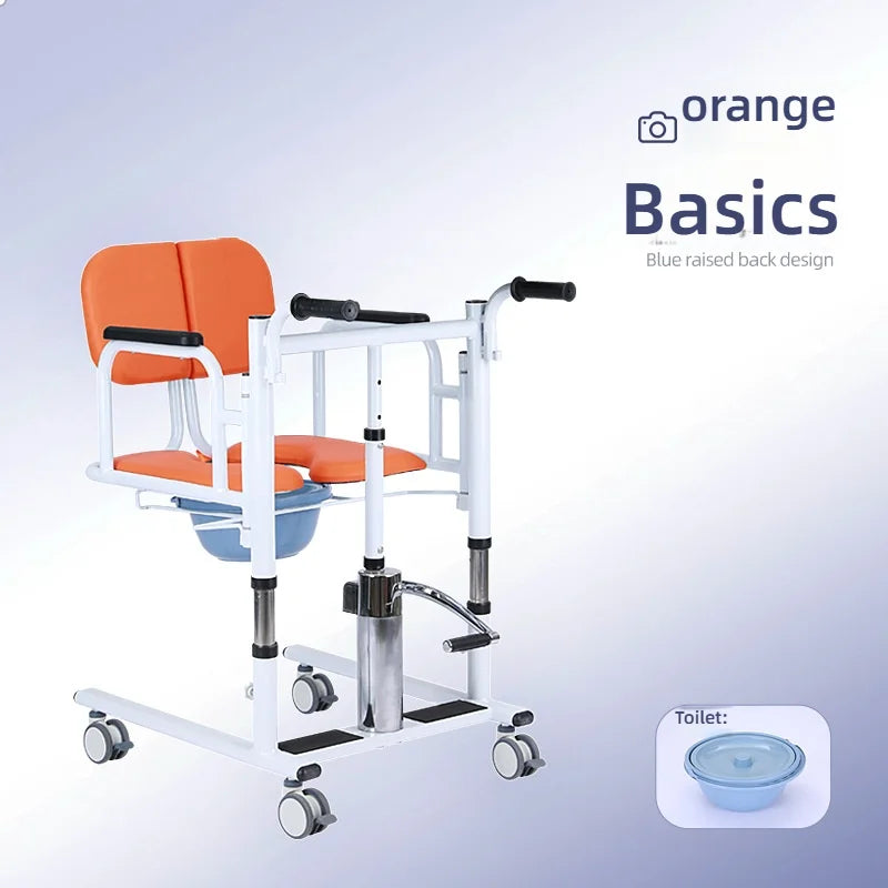Patient Lift Chair, Metal Adjustable Height Transport Wheelchair, Elderly Transfer Lift, Home Nursing Toilet Transfer Chair