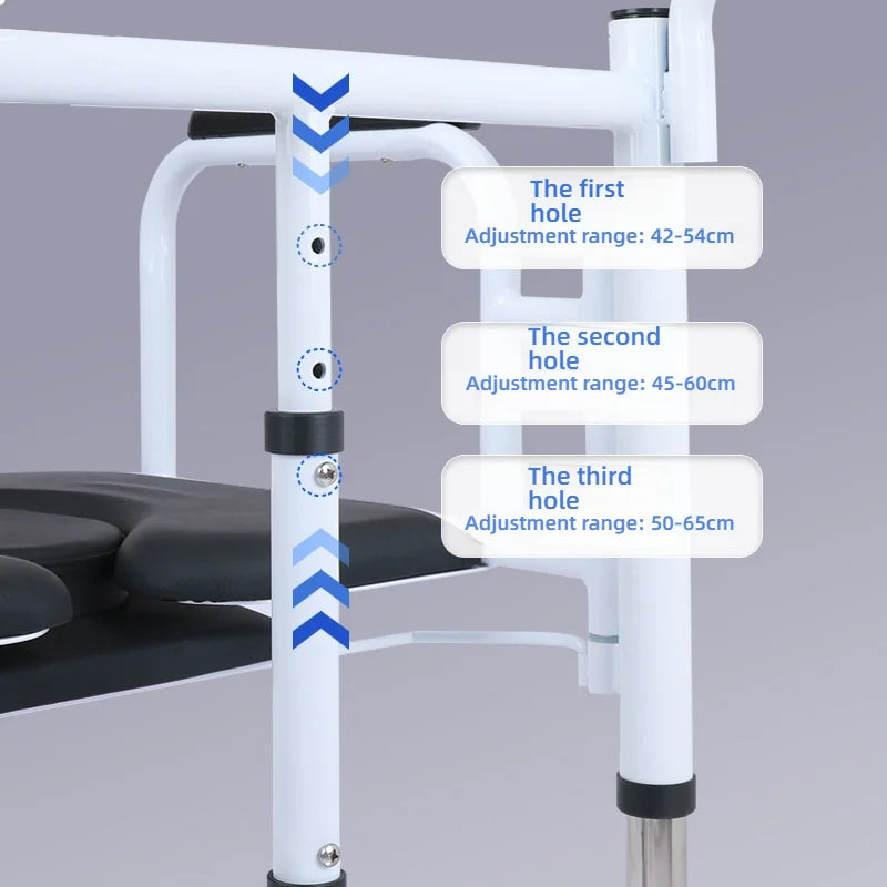 Patient Lift Chair, Metal Adjustable Height Transport Wheelchair, Elderly Transfer Lift, Home Nursing Toilet Transfer Chair
