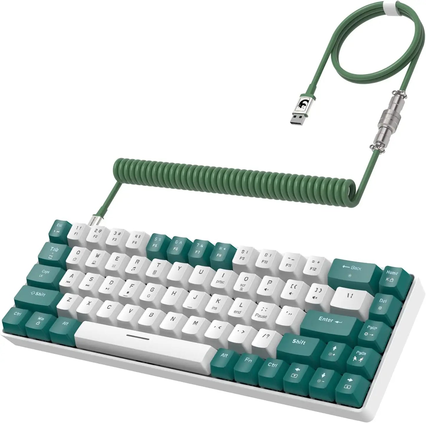 T8 Wired 65% Mechanical Gaming Keyboard with RGB Backlit Anti-ghosting TKL Mini 68 Key, Custom Coiled C to A Cable, Blue Switch