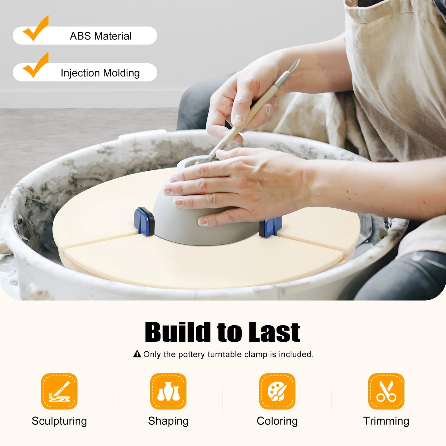 Pottery Machine Turntable Clamp with 5 Set Support Feet White Abs Ceramic Art Repair Tool Ceramic Trim Holder Centers Clip