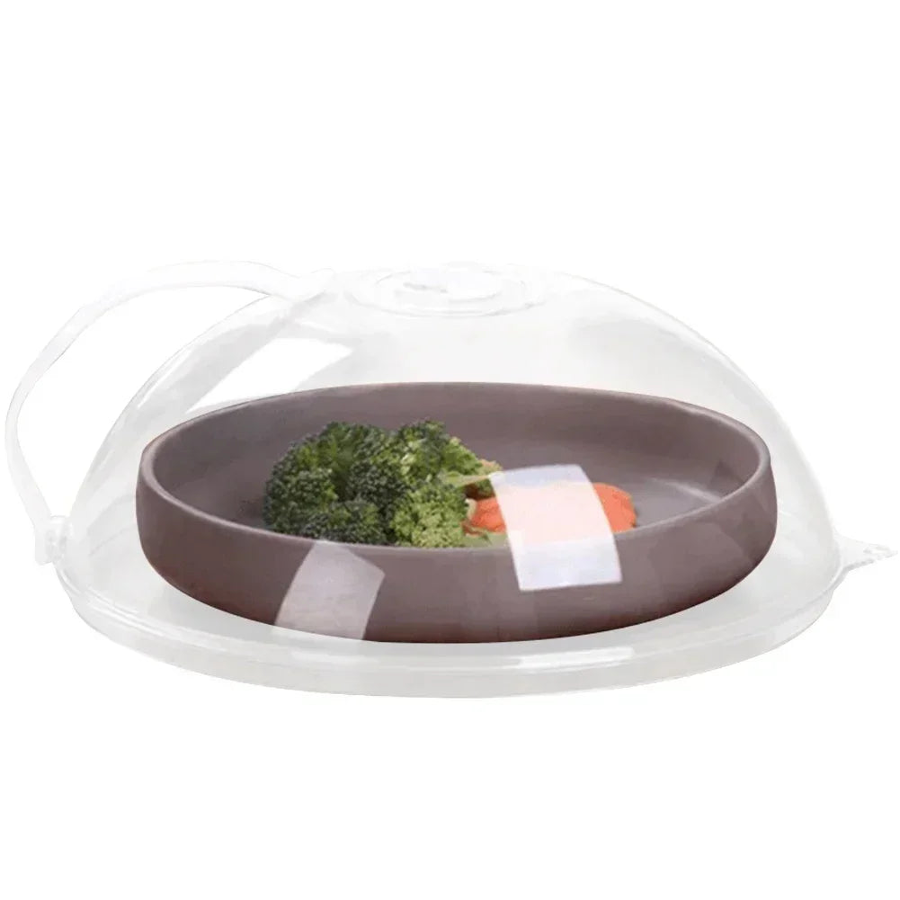 Microwave Food Splash Guard High Temperature Resistant Food Heating Cover with Steam Vent and Handle Transparent Plate Cover