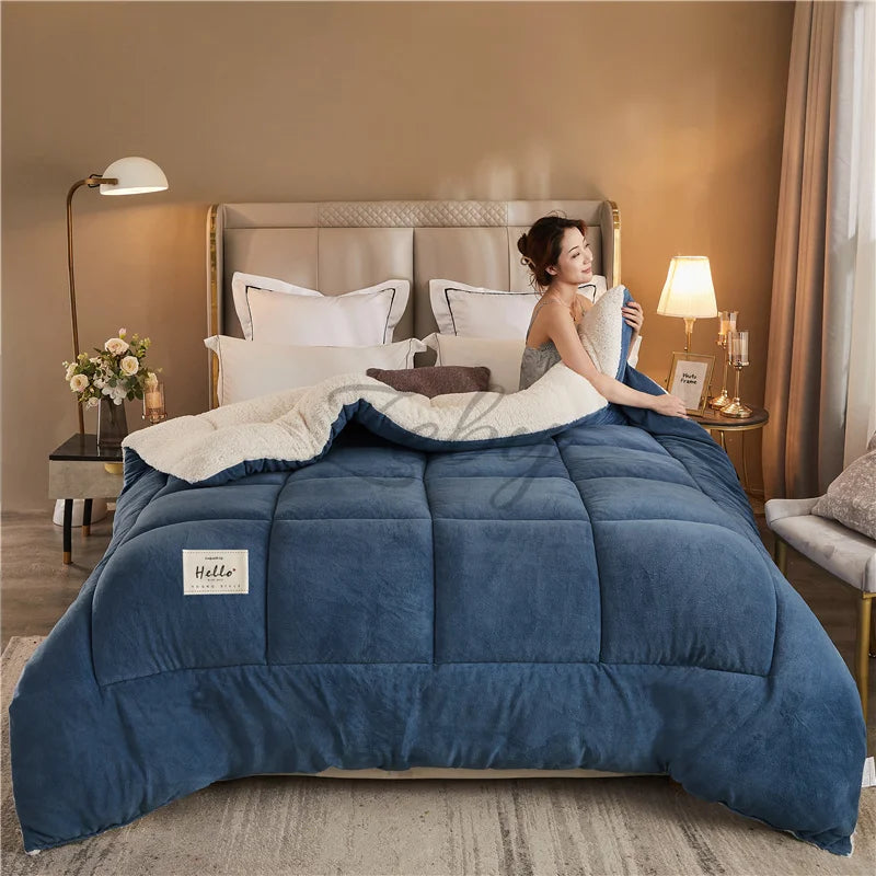 New Thicken Milk Fleece Winter Blanket Warm Artificial Lamb Cashmere Weighted Blankets for Bed Soft Warmth Comforter Duvet Core