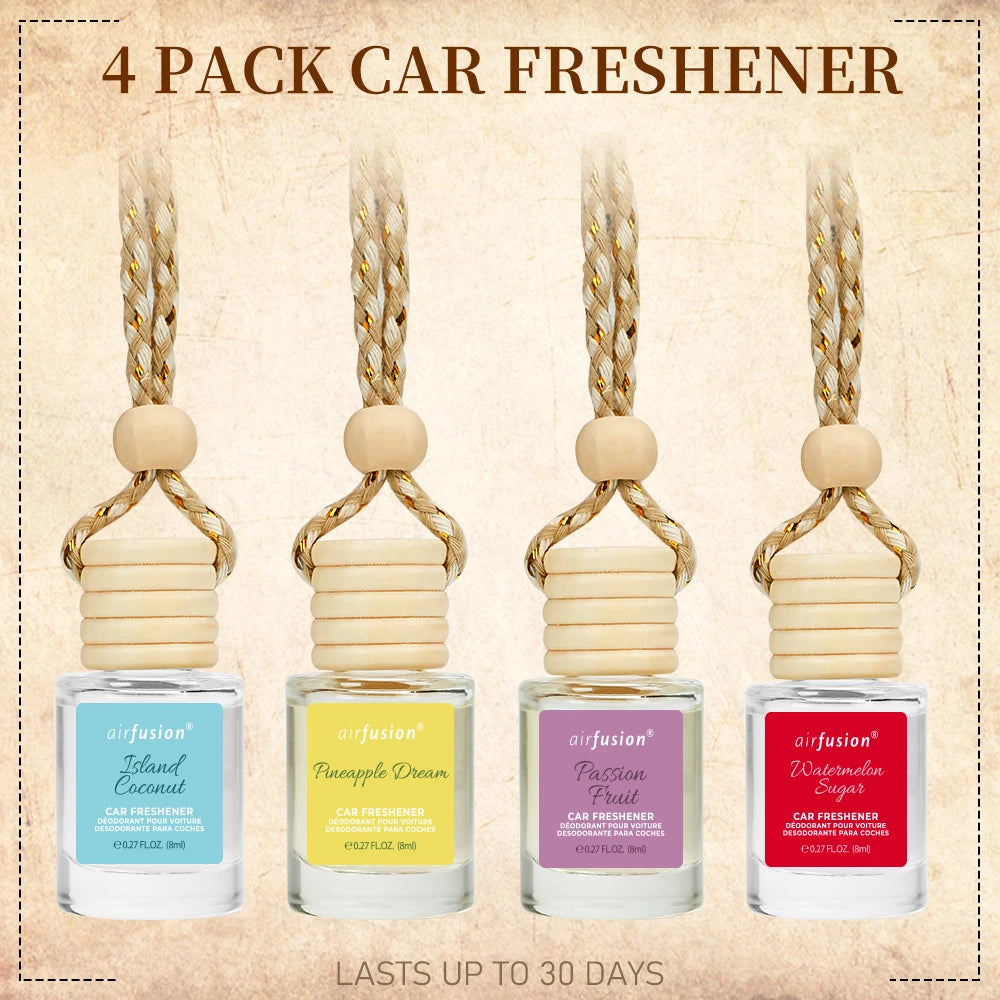 4 Pack Hanging Car Air Freshener & Diffuser | 120-Day Long-Lasting Fragrance | 17 Fragrances All Ages