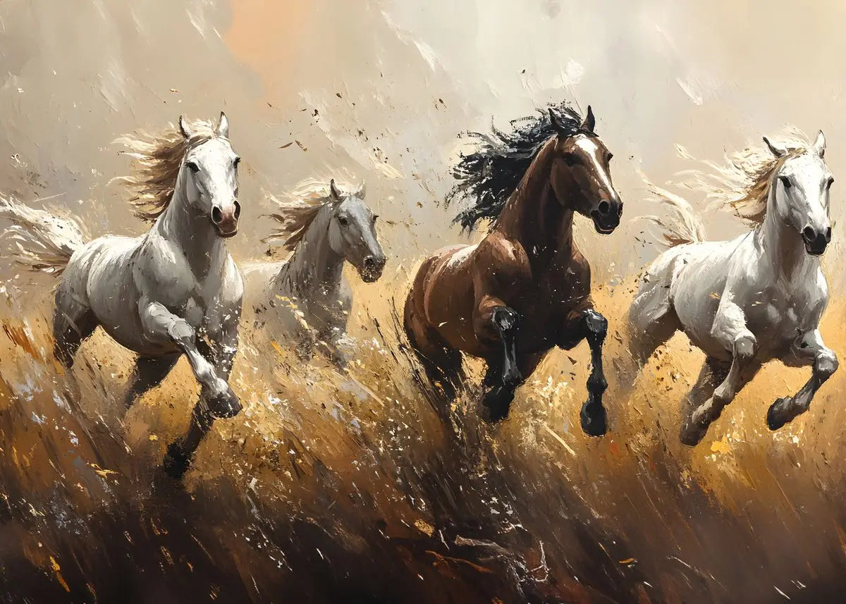 Beautiful Running Horses Canvas Painting Animal and Prints Wall Art Pictures for Living Room Office Home Decor Cuadros