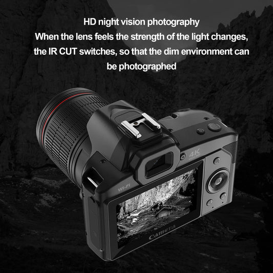 Digital Camera 3 Inch IPS Screen 4K 64MP 16x Digital Zoom Night Vision Wireless Dual Cameras Camcorder with Memory Card