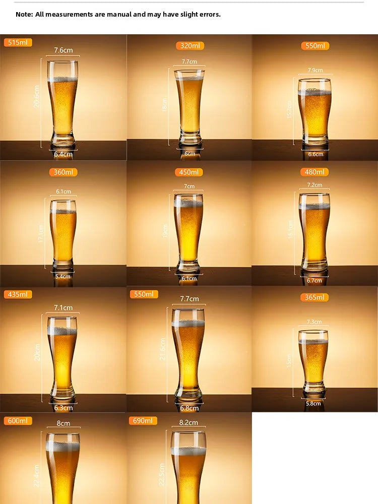 Thickened Beer Glass Shatterproof Large Size Brew Pub Beer Mug Home Use Popular 500ml Commercial Grade Beer Cup for Business