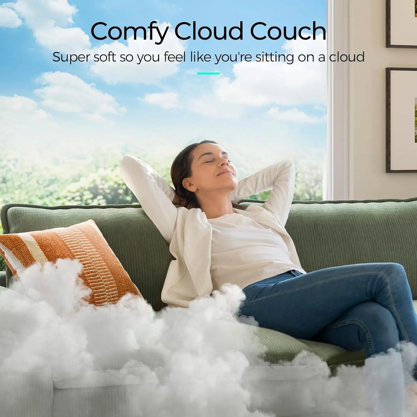 Corduroy Cloud Sofa Accent Chair With Ottoman For Living