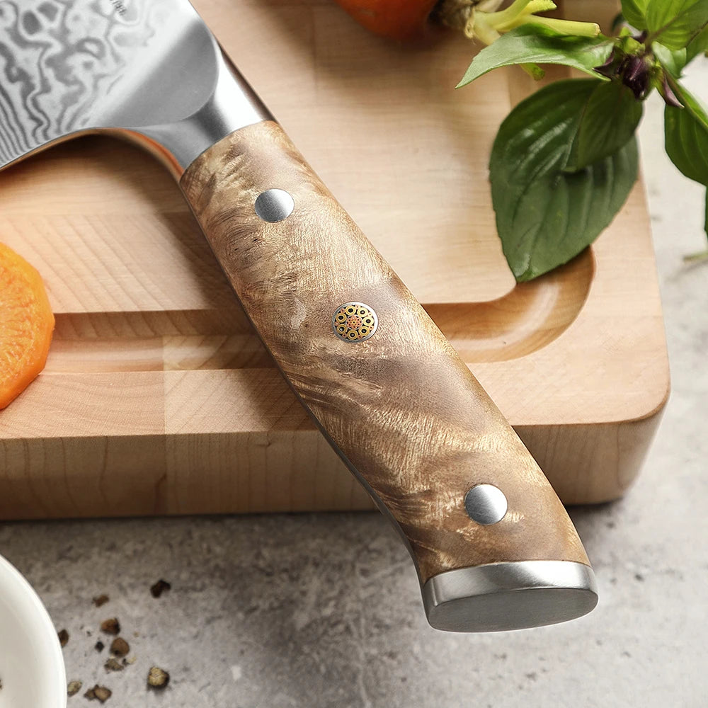 XINZUO 1-3PCS Damascus Steel Knife Set Chef Santoku Utility Knives 67 Layers Super Steel Figured Sycamore Brass Rivets 60HRC