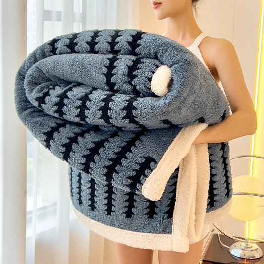 Reversible Sherpa Blanket Ultra Soft Warm Fleece For Home