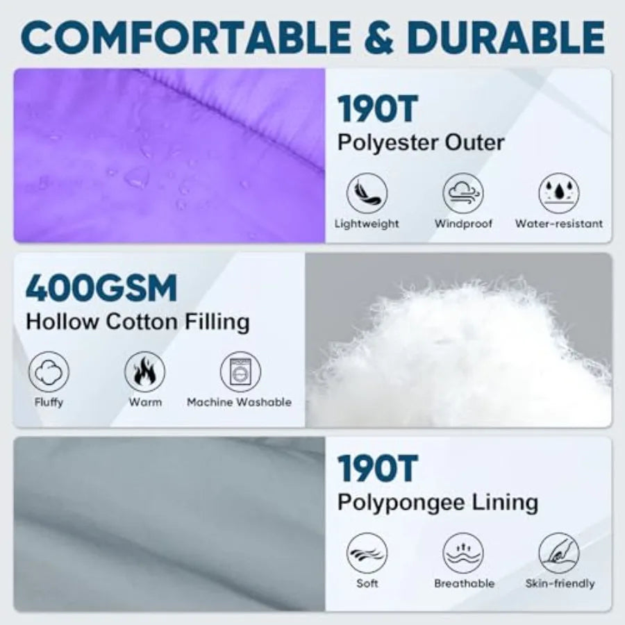 Sleeping Bags for Adults Lightweight and Machine Washable Water Resistant Backpacking Camping Sleeping Bag for Warm Cold Weathe