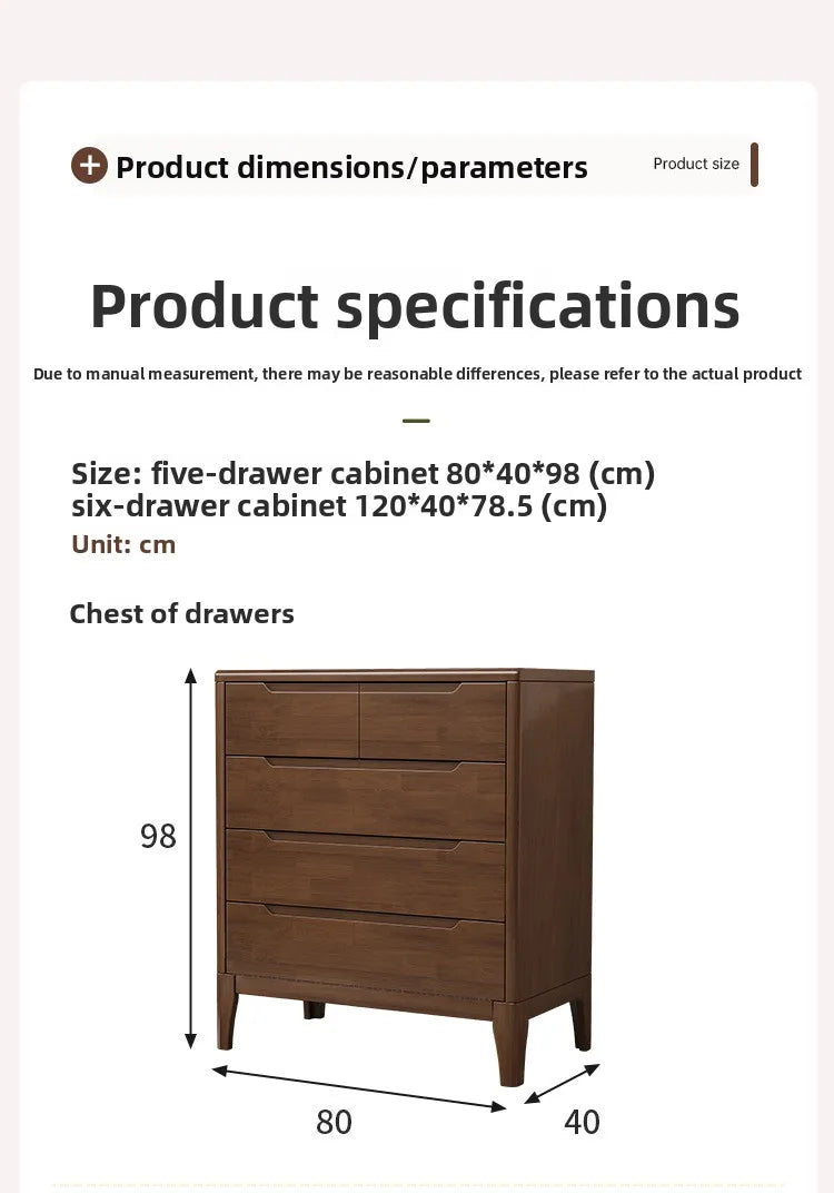 Wooden Chest of Drawers 5-Drawer & 6-Drawer Dresser Cabinet Bedroom Clothes Storage Organizer No Assembly Living Room Furniture