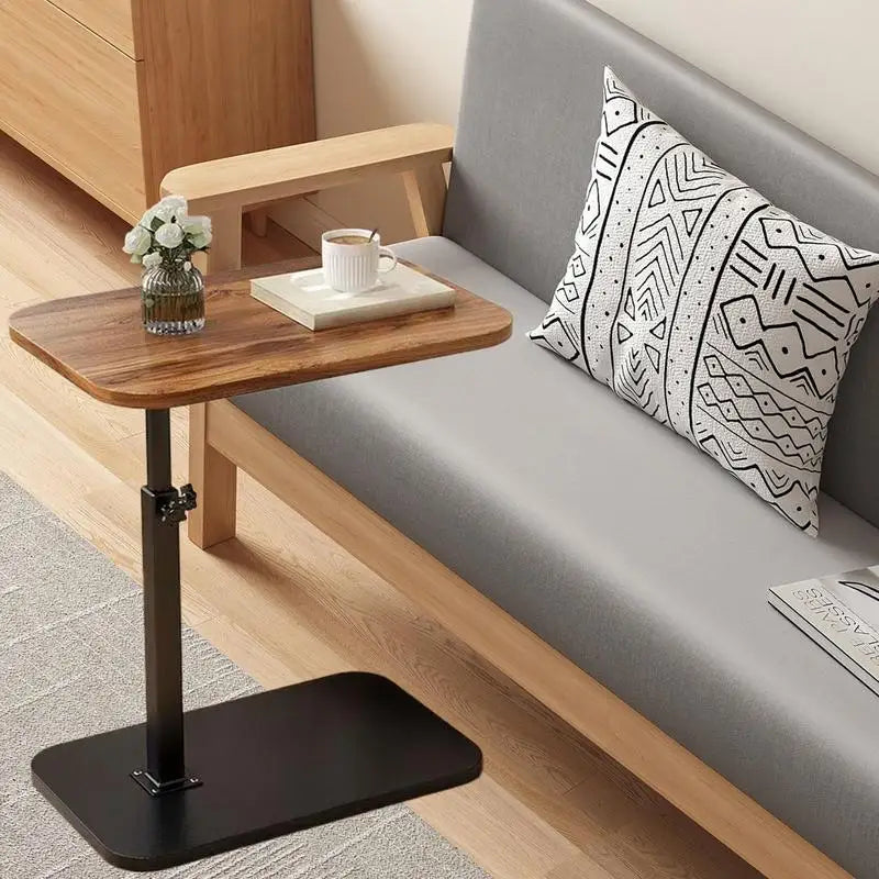 C-Shaped Coffee Tea Table Side Table for Sofa Bedside Corner Small Mobile Storage Desk Family Living Room or Bedroom