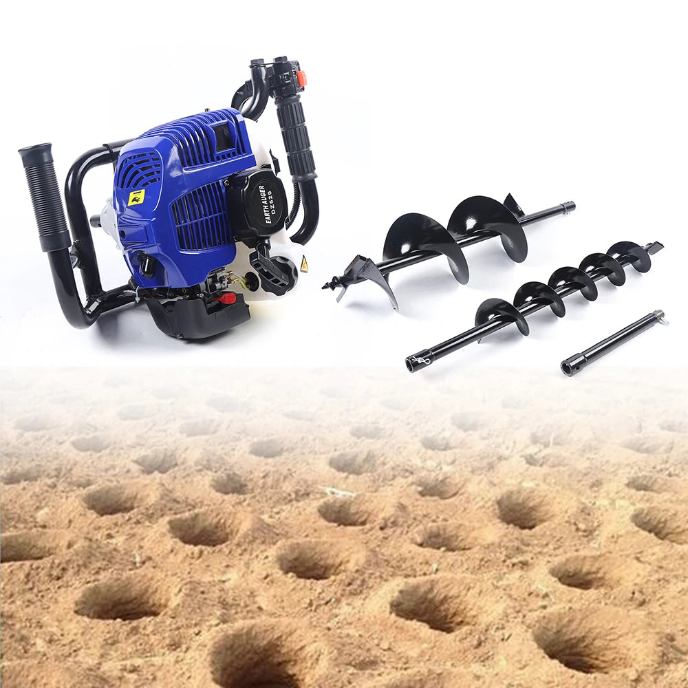 52CC 2-Stroke Gas Powered Post Hole Digger with 4/8" Earth Auger Bit and 12" Rod Air-cooled Single-cylinder
