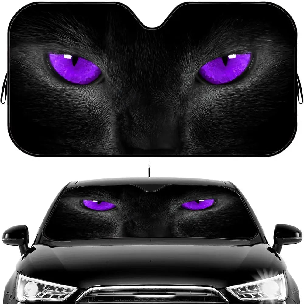 Black Cat Eye Sun Visor Car Windshield Sun Shade UV Protection Heat Insulation Cover Universal  Sun Protector