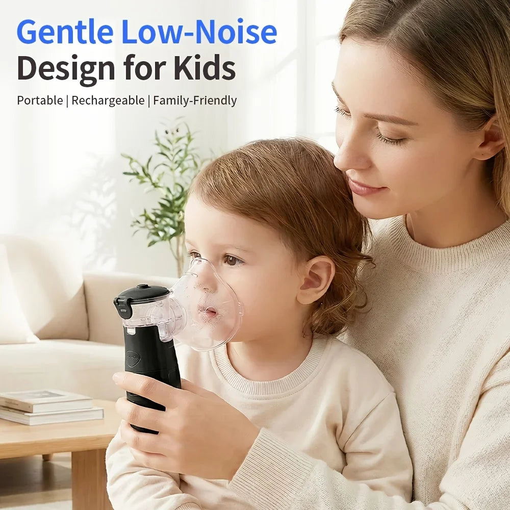 Portable Handheld Nebulizer, Mesh Atomizer Inhaler, Personal Respiratory Device for Home, Travel, School & Business Trip Use
