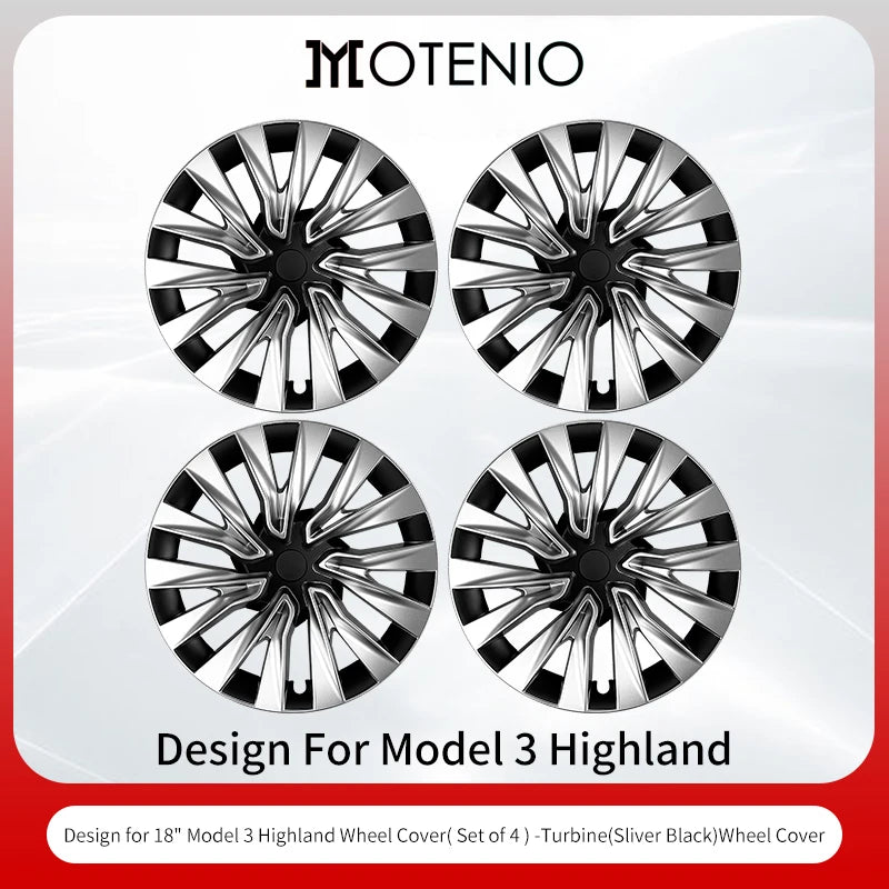 4PCS Wheel Cap 18 Inch Turbine Automobile Hubcap for Tesla Model 3 Highland 2024-2026 Hub Cap Performance Replacement for Tesla