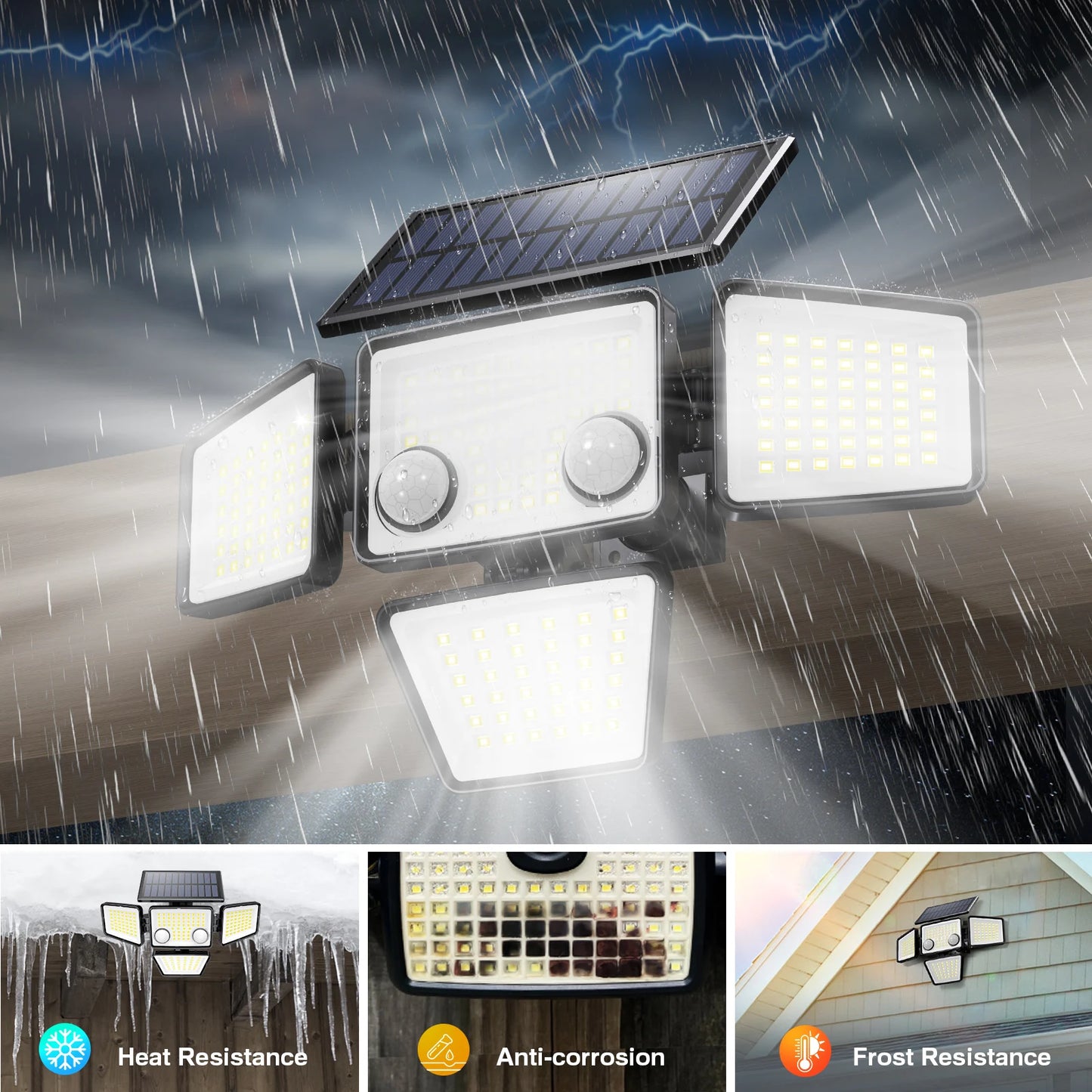 Solar Outdoor Lights - 3000LM 188 LED Motion Sensor Flood Lights