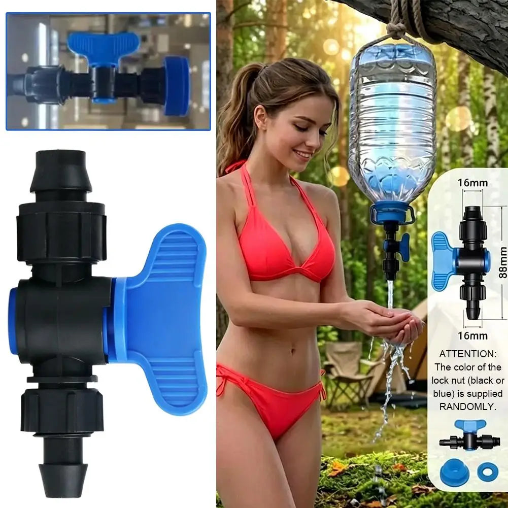 Double-Lock Bypass Valve for PET Bottles Universal Portable Camping Faucet Nozzle Water Dispenser for Picnic Hiking Hookah