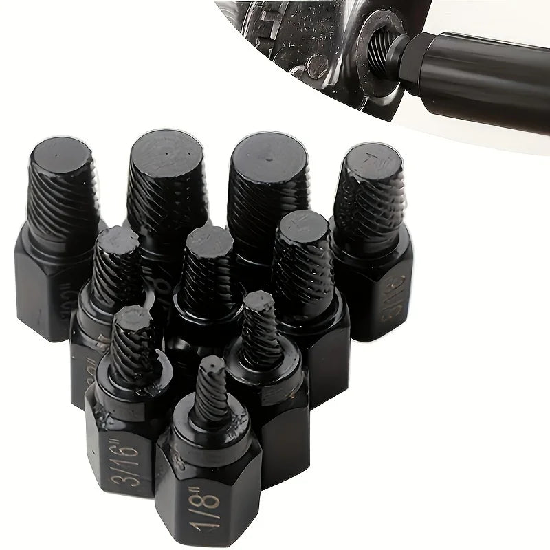 10Pc Damaged Screw Extractor Drill Bit Set Hex Head Easy Out Bolt Extractor Spiral Broken Screw Remover Tool For Nuts Bolts