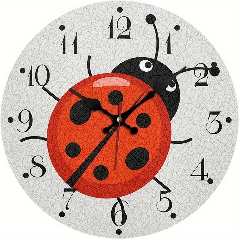 One Pack Animal Ladybug Pattern Decorative Hanging Clock, No Ticking, Silent Hanging Clock, Decorate Living Room, Bedroom, Offic