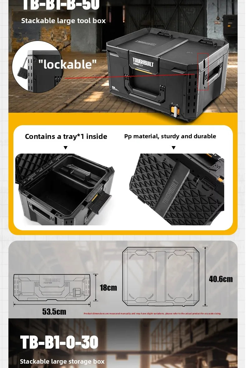 New Design TOUGHBUILT All-in-One Tool Box, Waterproof Stackable Rolling Storage Case for Electrician, Camping, Vehicle & Repair
