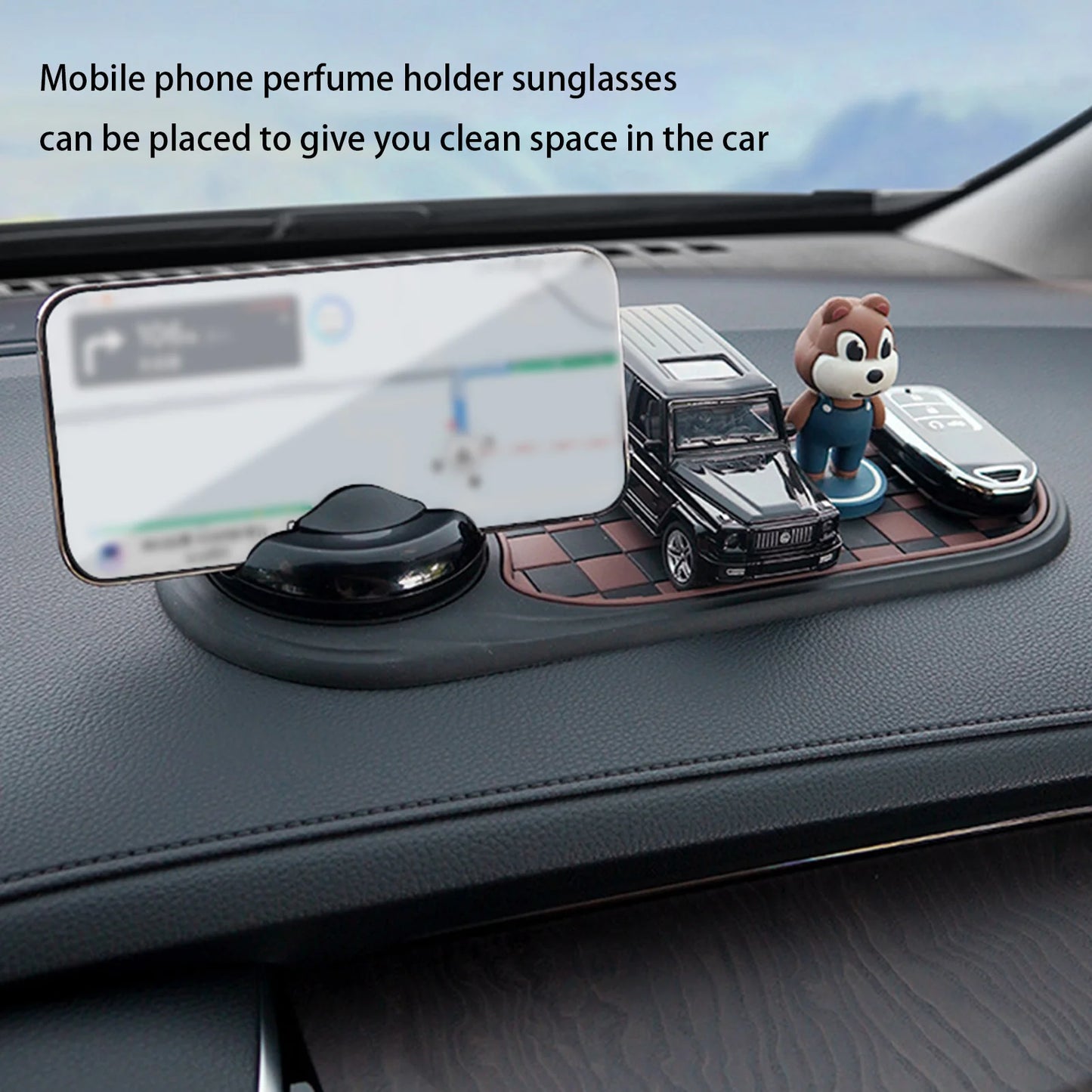 Car Anti-Slip Mat Auto Phone Holder Adjustable Phone Holder with Inner Spring for Phones Keys Gadgets Small Items