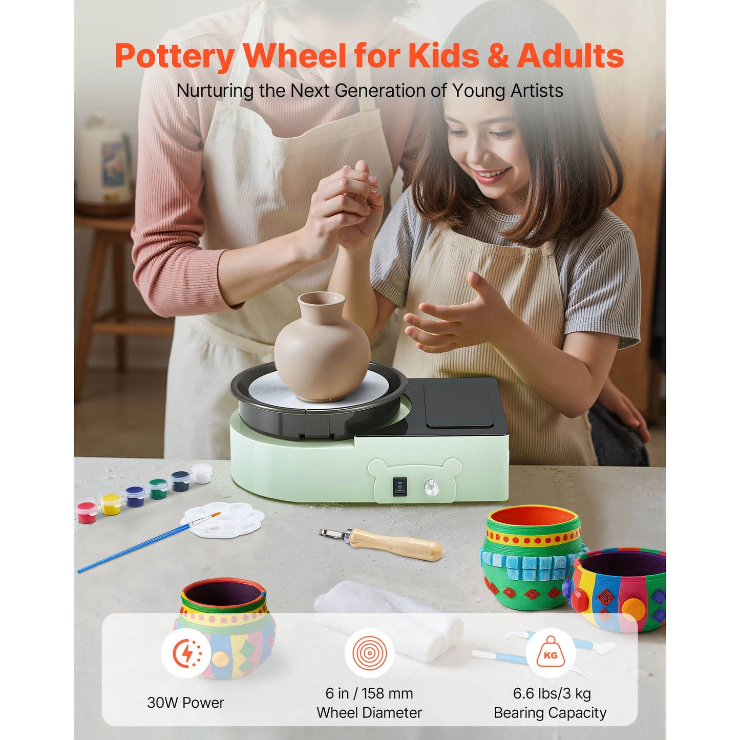 Electric Pottery Wheel for Beginners with Adjustable Speed