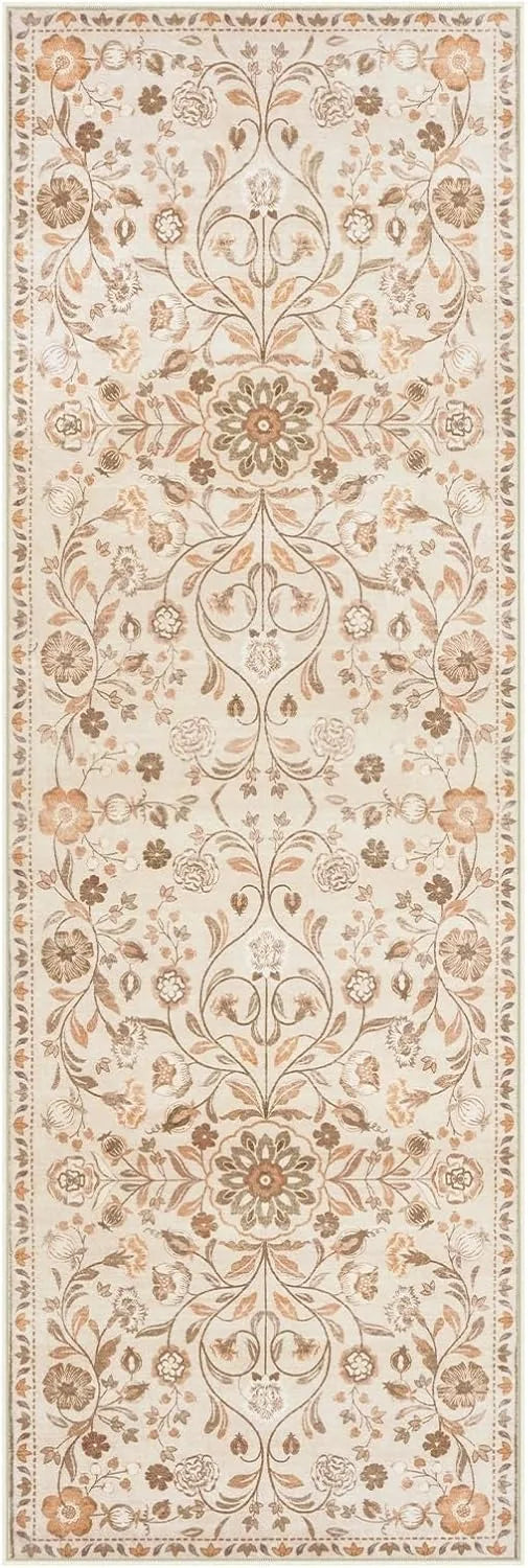 Hallway Runner rug Kitchen Carpet Non-slip Bohemian Washable Floral mat Soft Low Pile Entrance Floor Mat Laundry Room Bath Mats