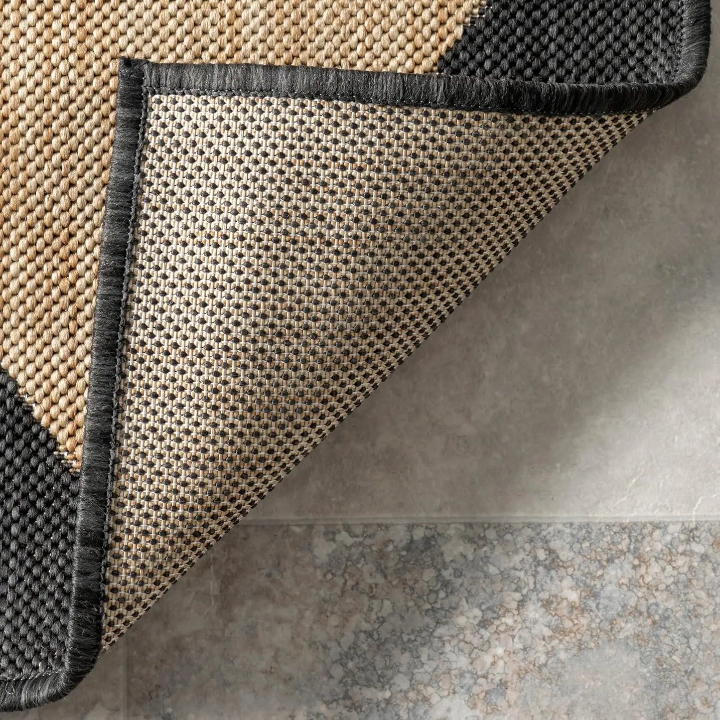 Dark Grey 6ft7in Square Stain Resistant Indoor Outdoor Patio Deck Garden Area Rug, Customized