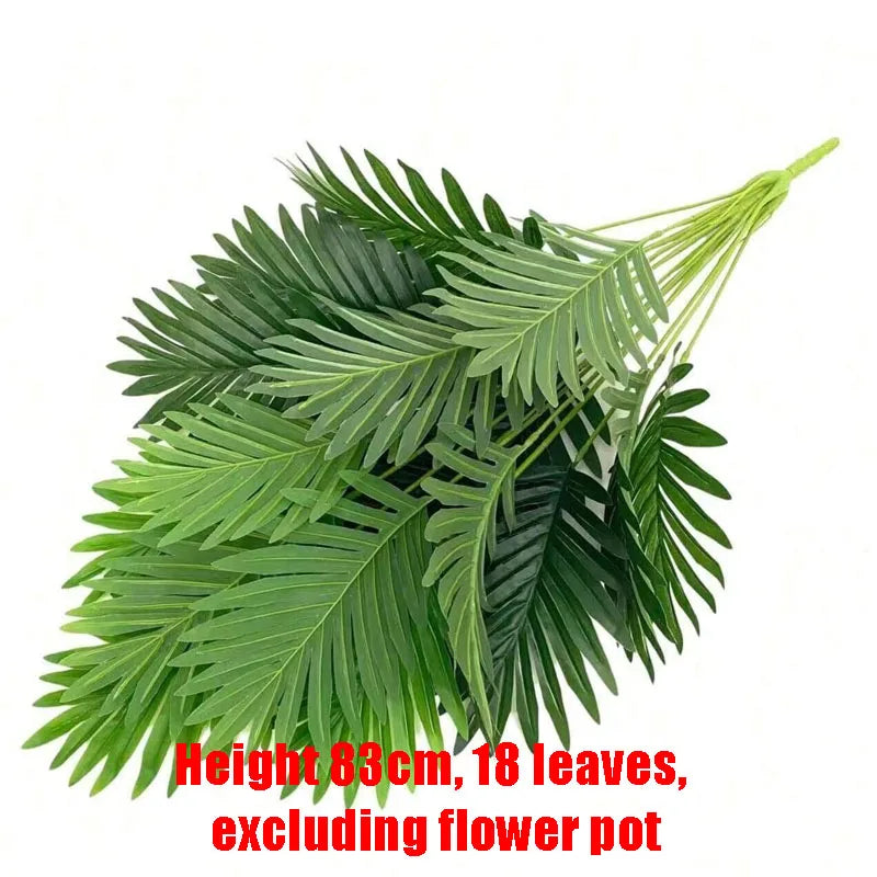 70-120cm Large Artificial Palm Tree Tropical Green Leaves Fake Plants Plastic Monstera Faux Tree Branch for Home Kitchen Decora