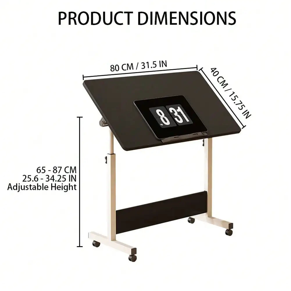 Foldable Standing Desk with Wheels – Compact Fixed-Height Table for Home Office & Small Spaces