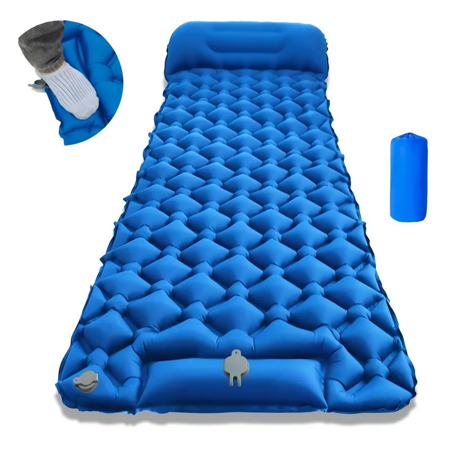 Outdoor Camping Sleeping Pad Folding Sleep Mat Beach Inflat Mattress with Pillows Ultralight Air Mat Travel Hiking
