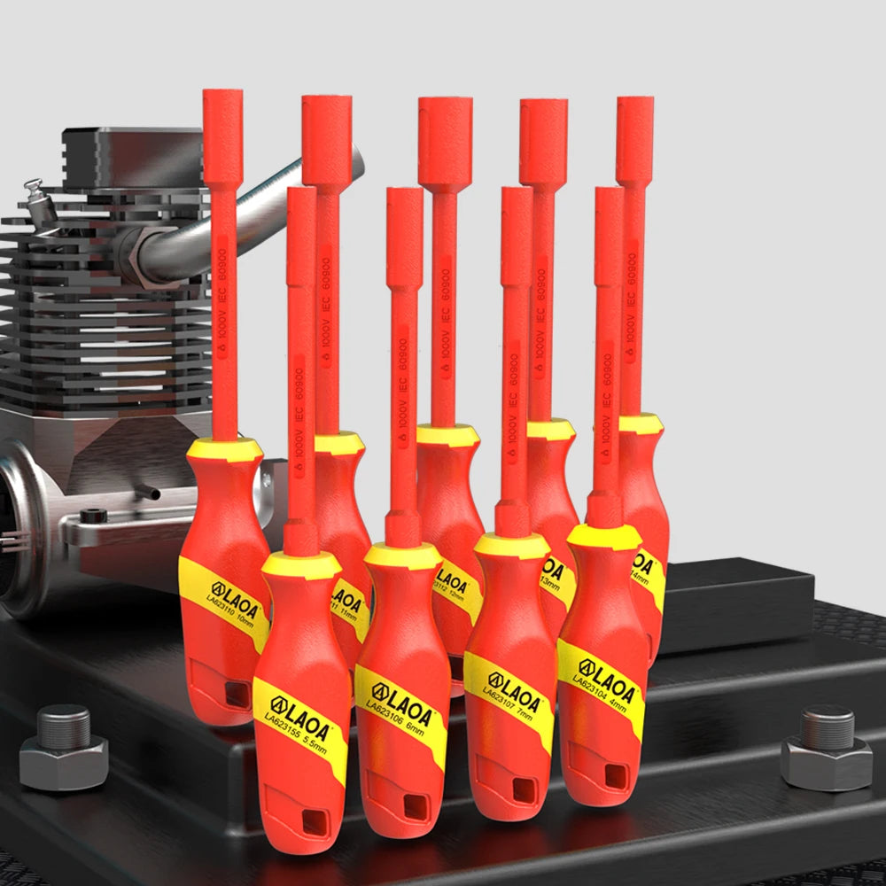 LAOA Insulated Socket Screwdriver Multifunctional Hexagonal Socket Wrench Driver Electrician Specific Withstand 1000V