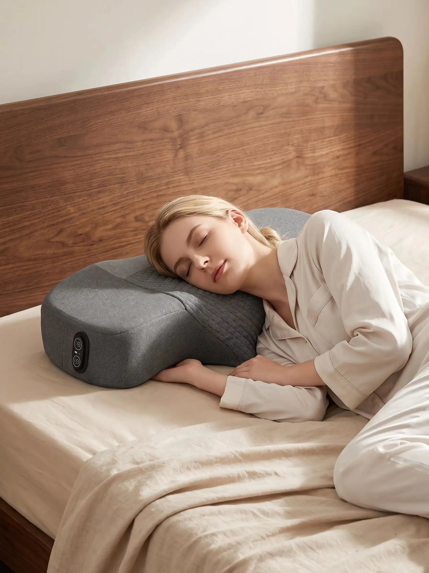 Heated Memory Foam Massaging Neck Pillow With Shoulder Support