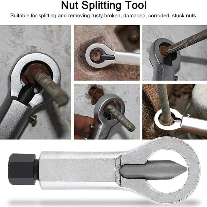 Rusty Nut Separation Wrench Damaged Screw Nut Splitter Remover Spanner Remove Cutter Tool Steel Wrench Hex Extractor Tools