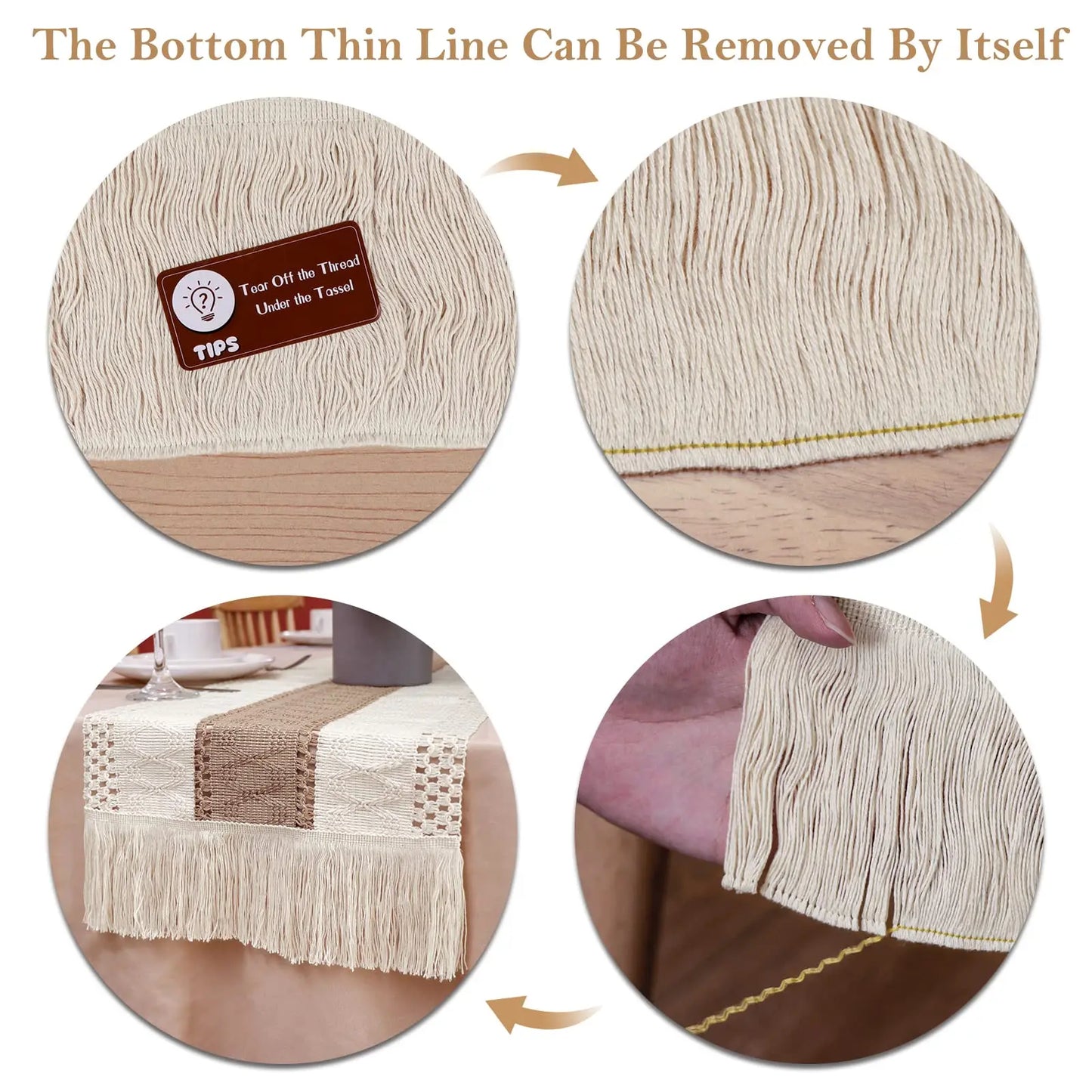 Boho Macrame Table Runner With Tassels For Rustic Decor