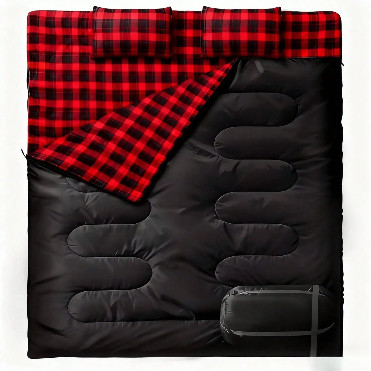 [Camping Sleeping Bag] Double Sleeping Bag For Adults With 2 Pillows 2 Person Sleeping Bags Camping XXL Queen Size Two Person Sleeping Bag For Cold Weather