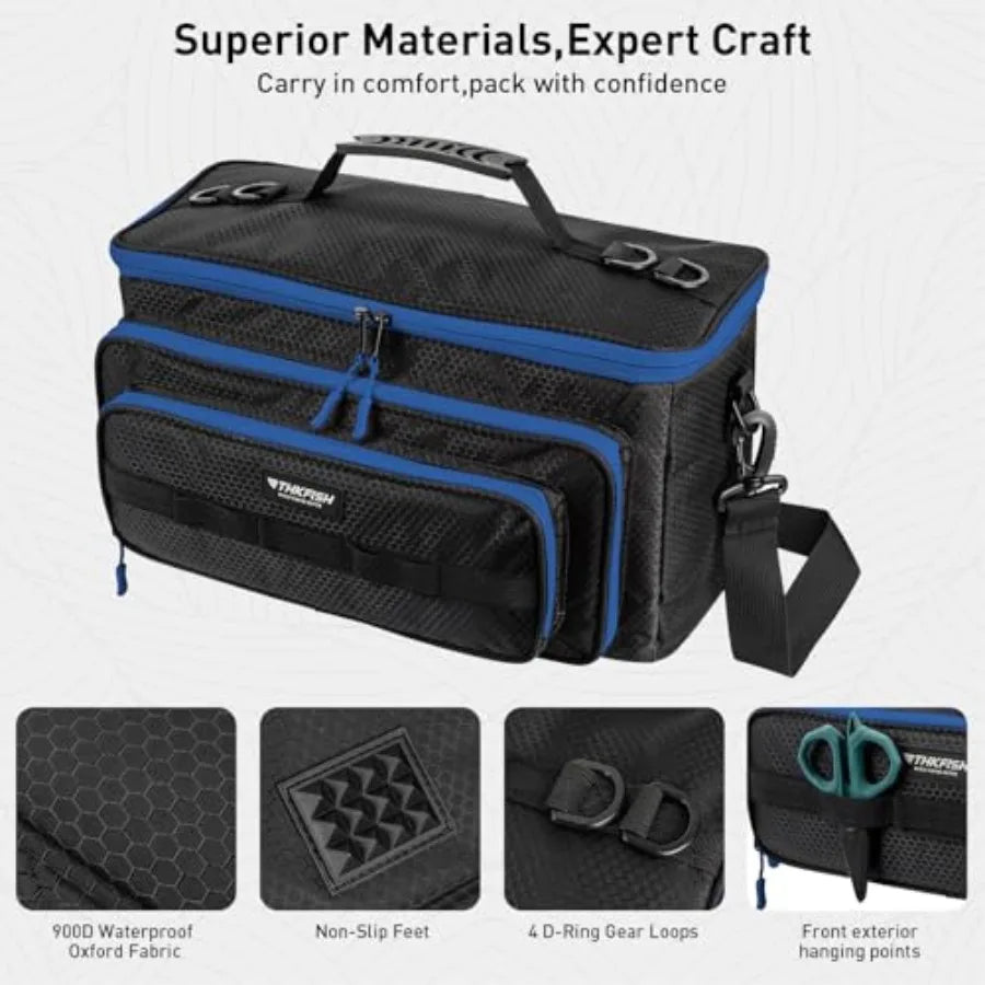 Fishing Tackle Bag with 20PCS Clear Bait Bags for Soft Plastic Baits Storage, Waterproof 3600 Tackle Box Bag Organizer for Fish