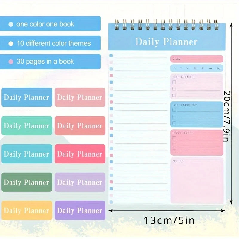 1PC Daily To Do List Notepad -  30 Laminated Sheets for Work, School, Fitness & Academic Goals Notebook - Perfect Back To School