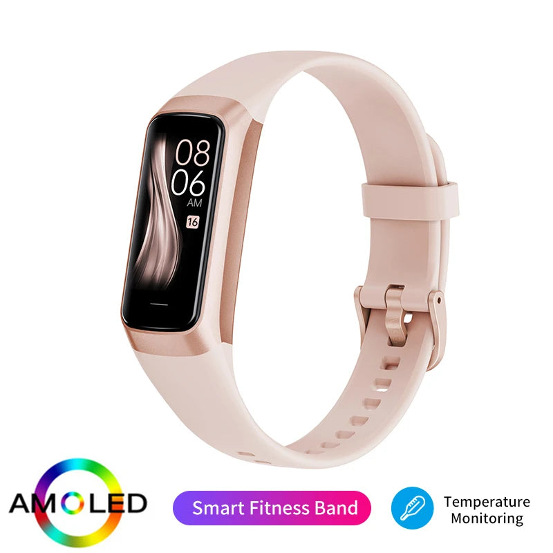 LIGE Amoled Smart Watch Band Women Heart Rate Blood Waterproof Fitness Tracker