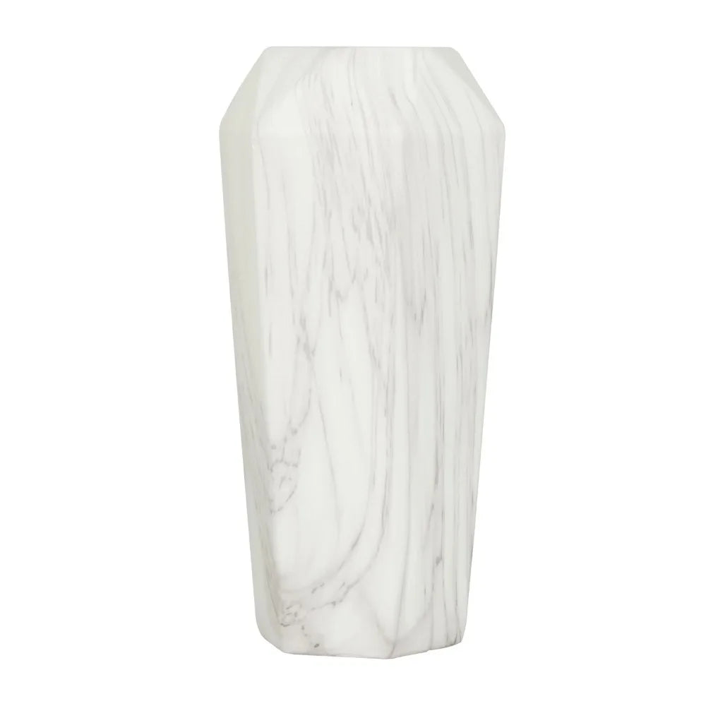 14 Inch Faux Marble White Ceramic Vase for Home Decor