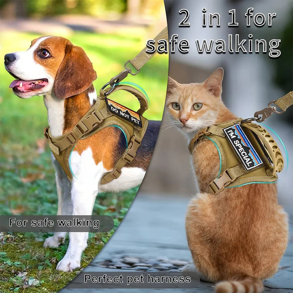 Adjustable Tactical Pet Harness With Breathable Mesh Vest