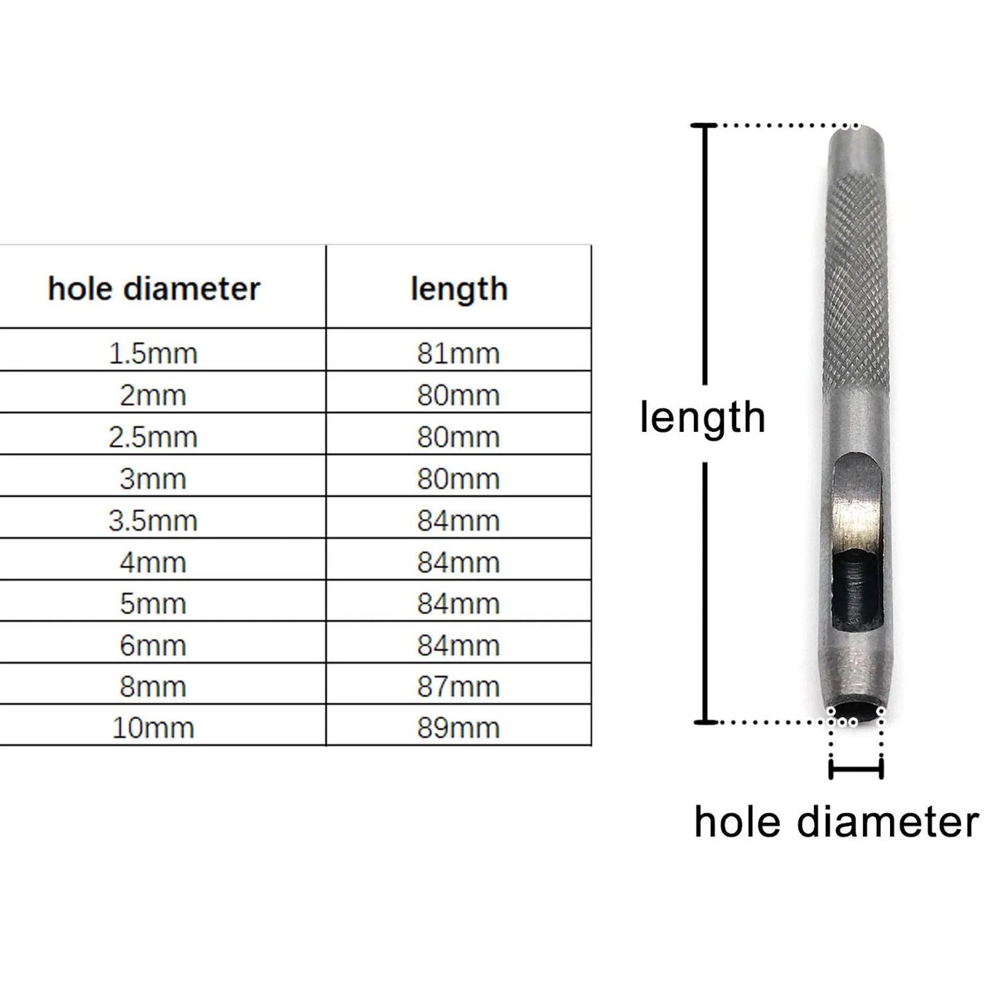 Round Hole Punch Set For Leathercraft Gaskets And Bags